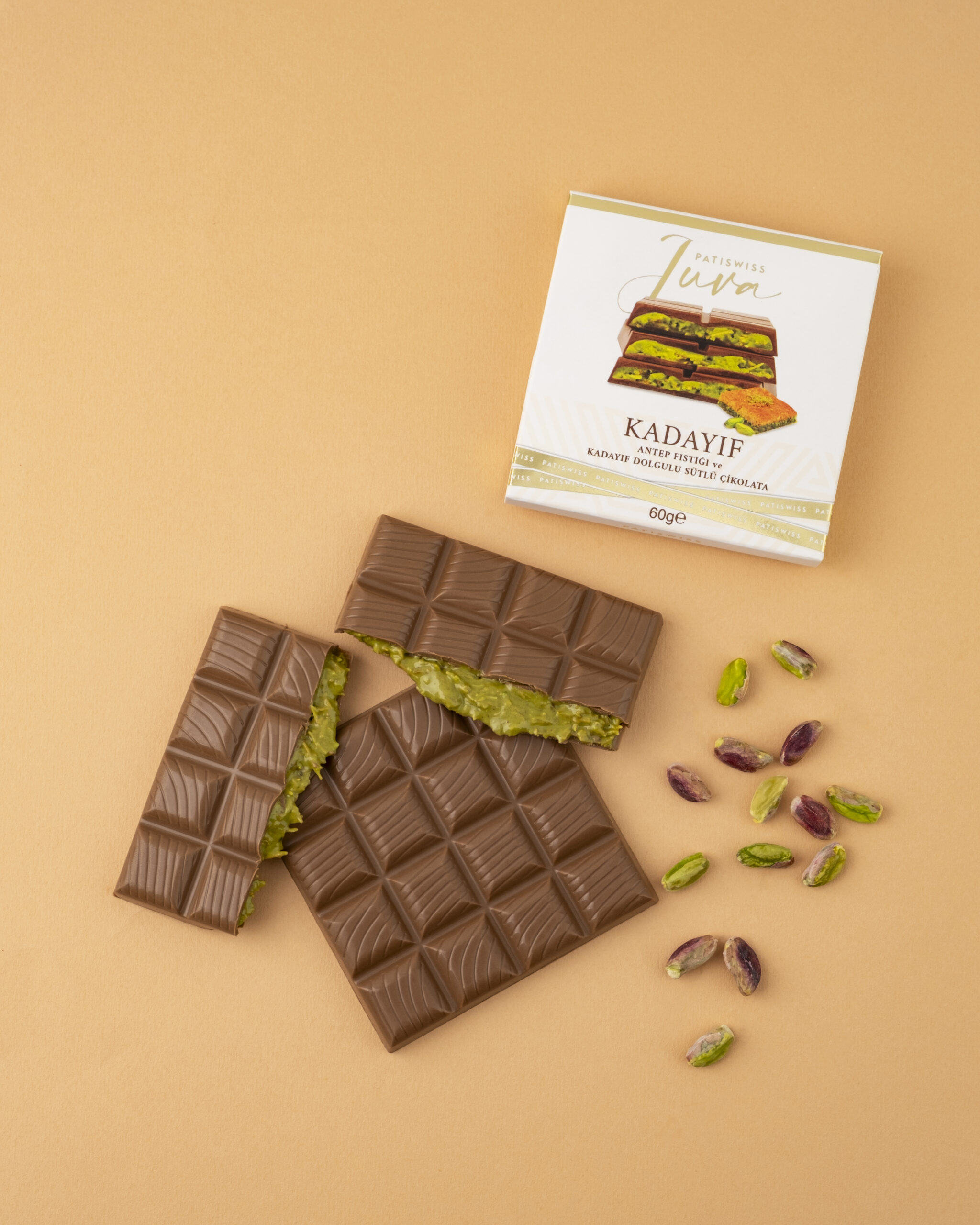 Ciocolată Dubai cu fistic, 60g