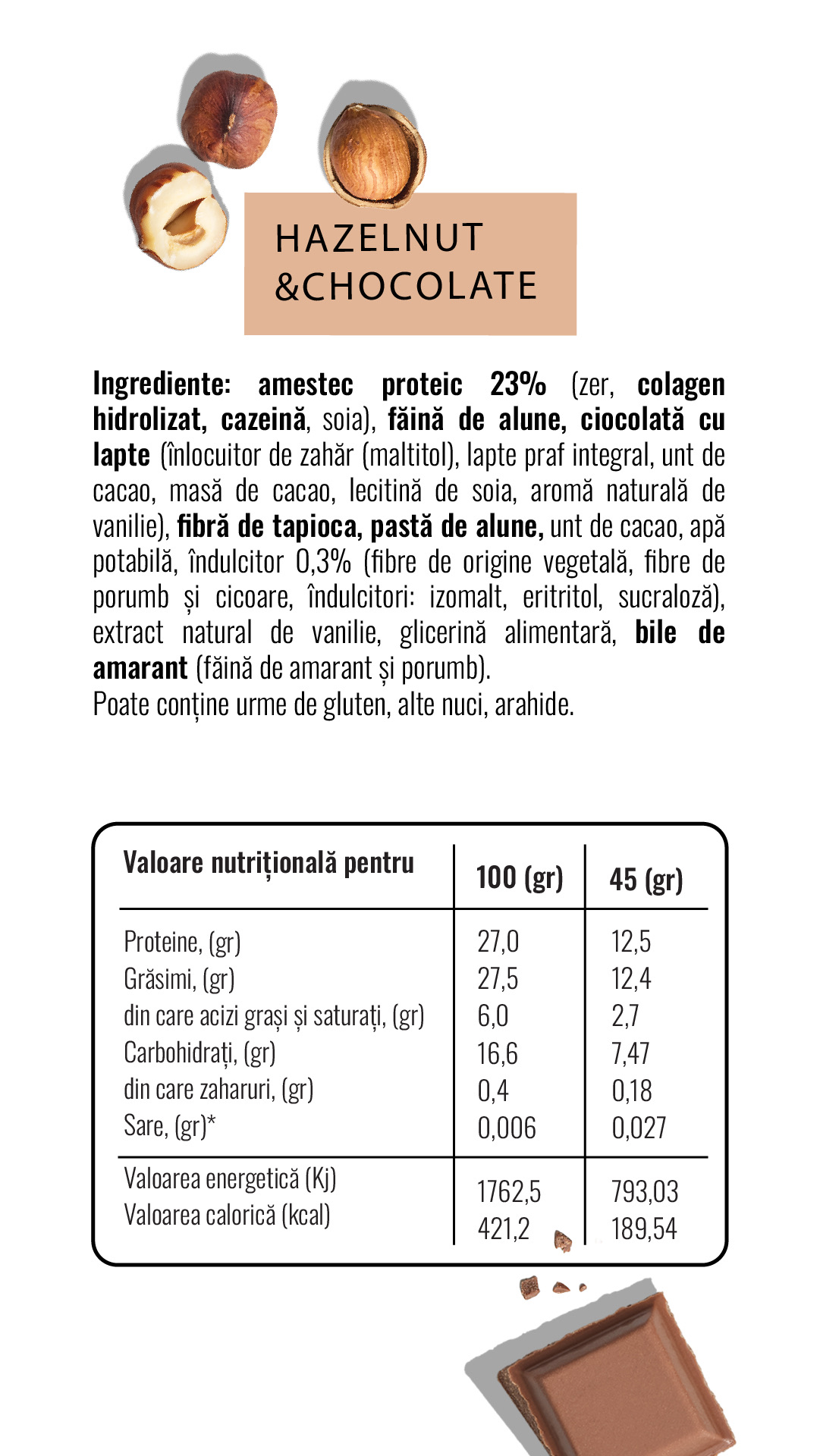 10x Protein Bar Ciocolată cu alune de pădure în ciocolată cu lapte