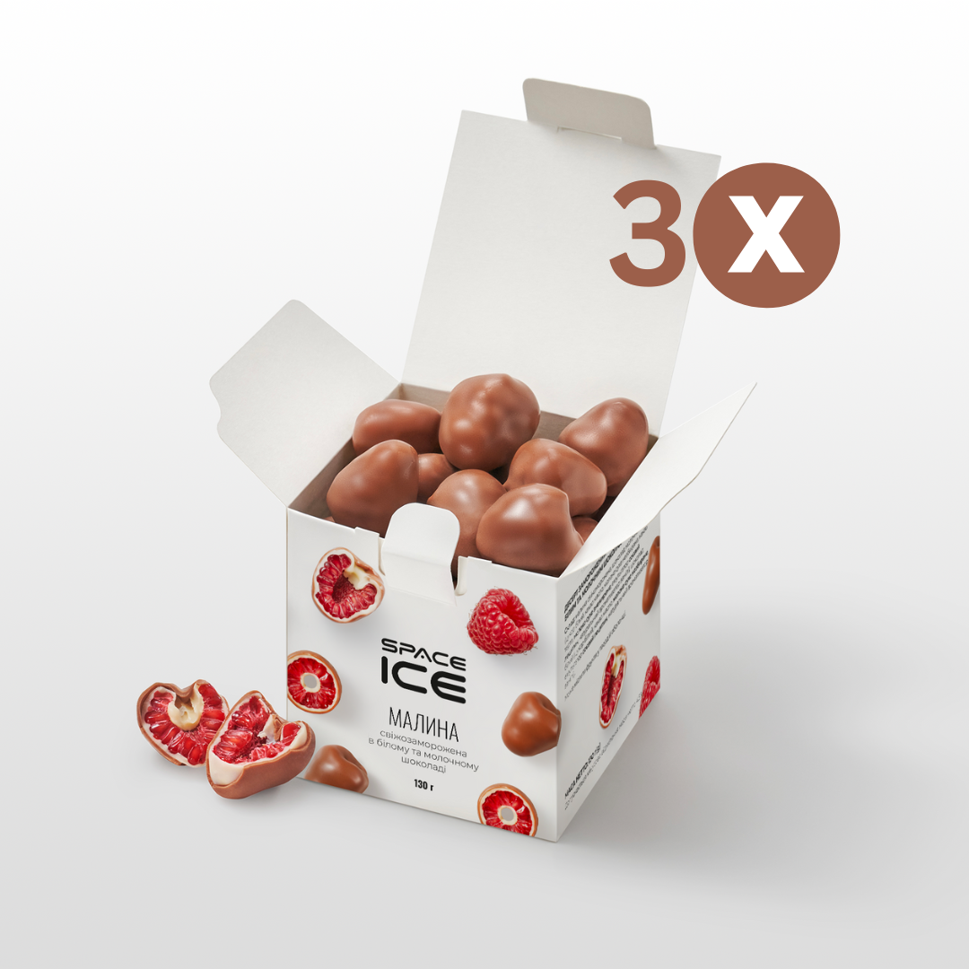 SpaceIce Zmeură congelată în ciocolată, 130gr x 3 buc