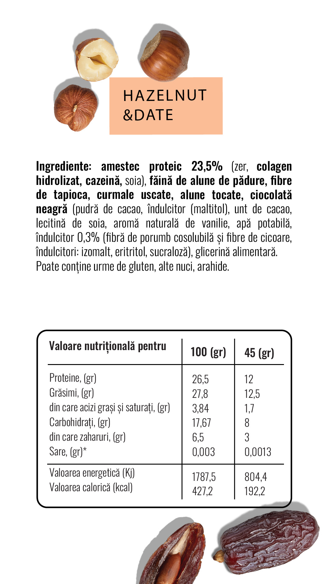 10x Protein Bar Alune-Curmale cu ciocolată neagră