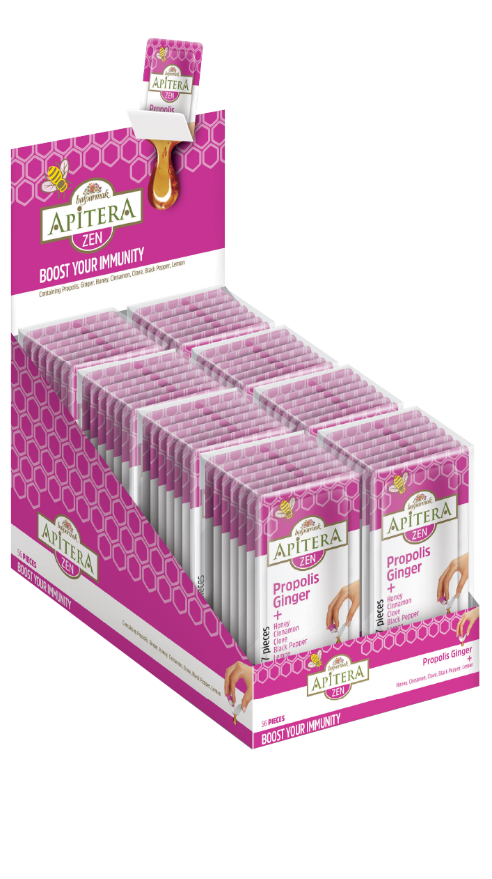Miere cu Propolis și ghimbir Apitera Zen, Immunity Boost, 7 pliculețe x 7g